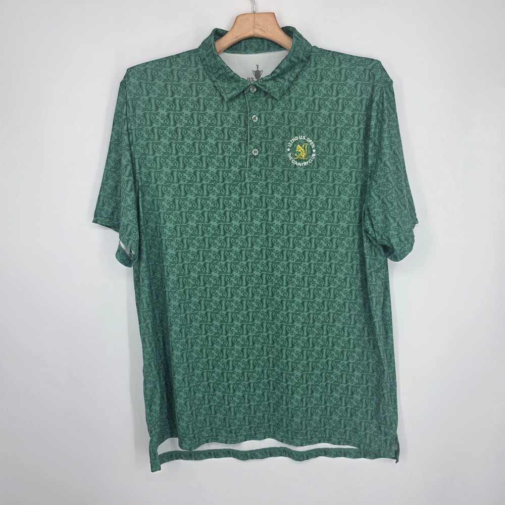 US Open 122nd The Country Club Golf Polo Shirt Mens XL Green Squirrel Print